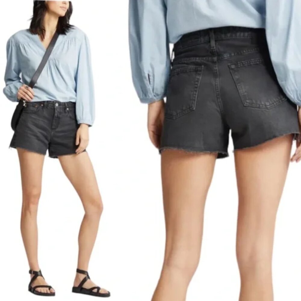 AG Adriano Goldschmied Hailey Cut Off Ex Boyfriend High Rise Black Denim Shorts
